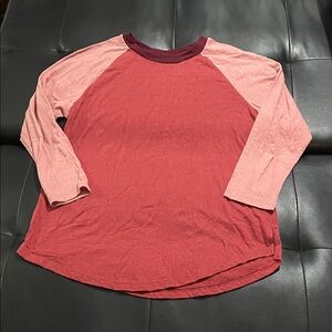 Old Navy Red and Pink Long Sleeve Raglan Tee